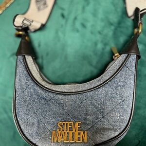 Steve Madden Blue Denim Crossbody with Gold Logo